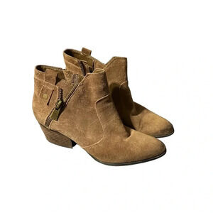 Crown Vintage Ankle Boots Womens Size 8.5 Brown Suede Leather Booties